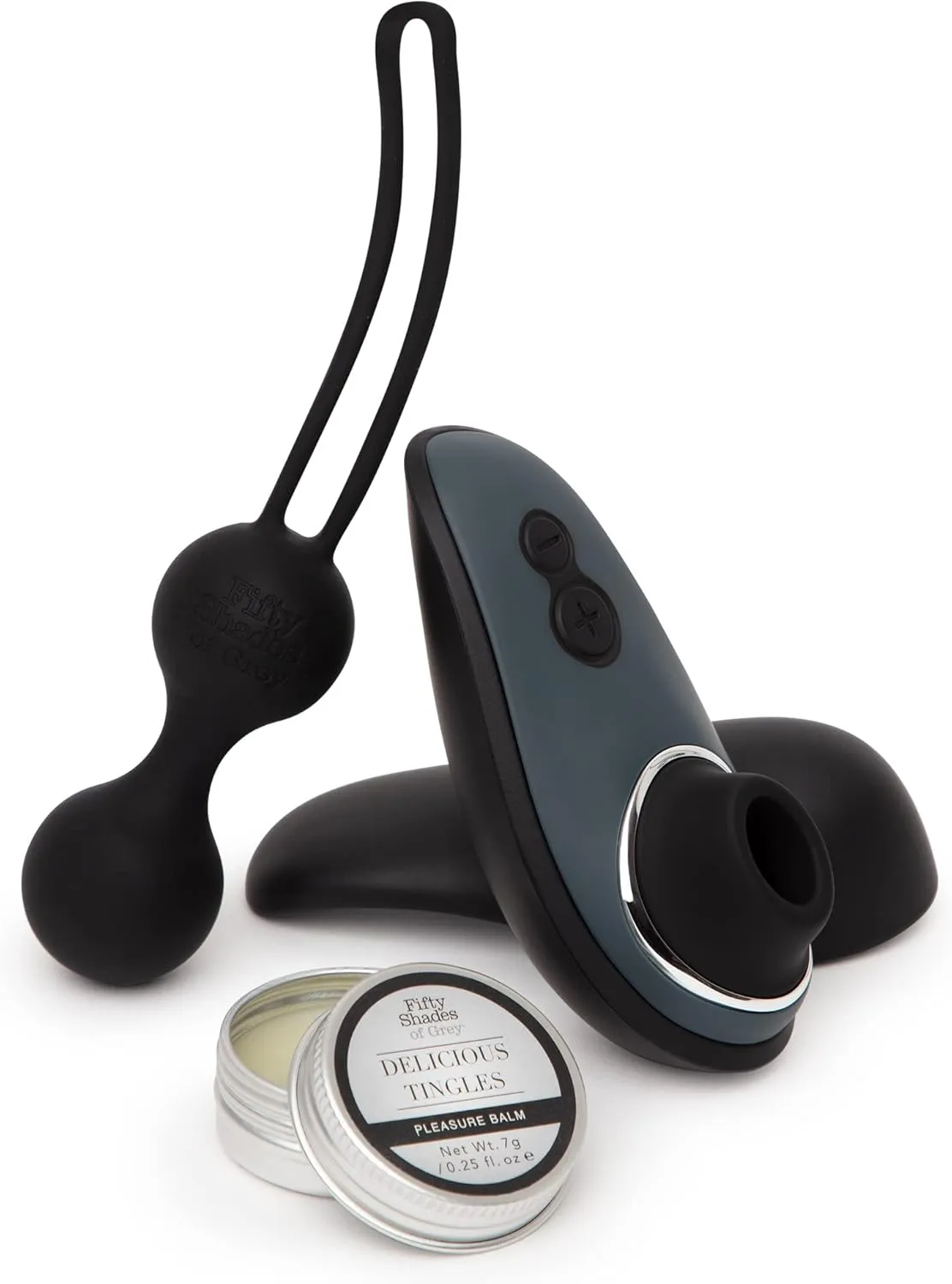 Fifty Shades of Grey Desire Blooms Couples Kit – Adult Sex Toy Kit with Clitoral Suction Vibrator, Kegel Balls & Pleasure Balm – Clit Stimulator with 6 Speeds - Rechargeable & Waterproof – 3pcs
