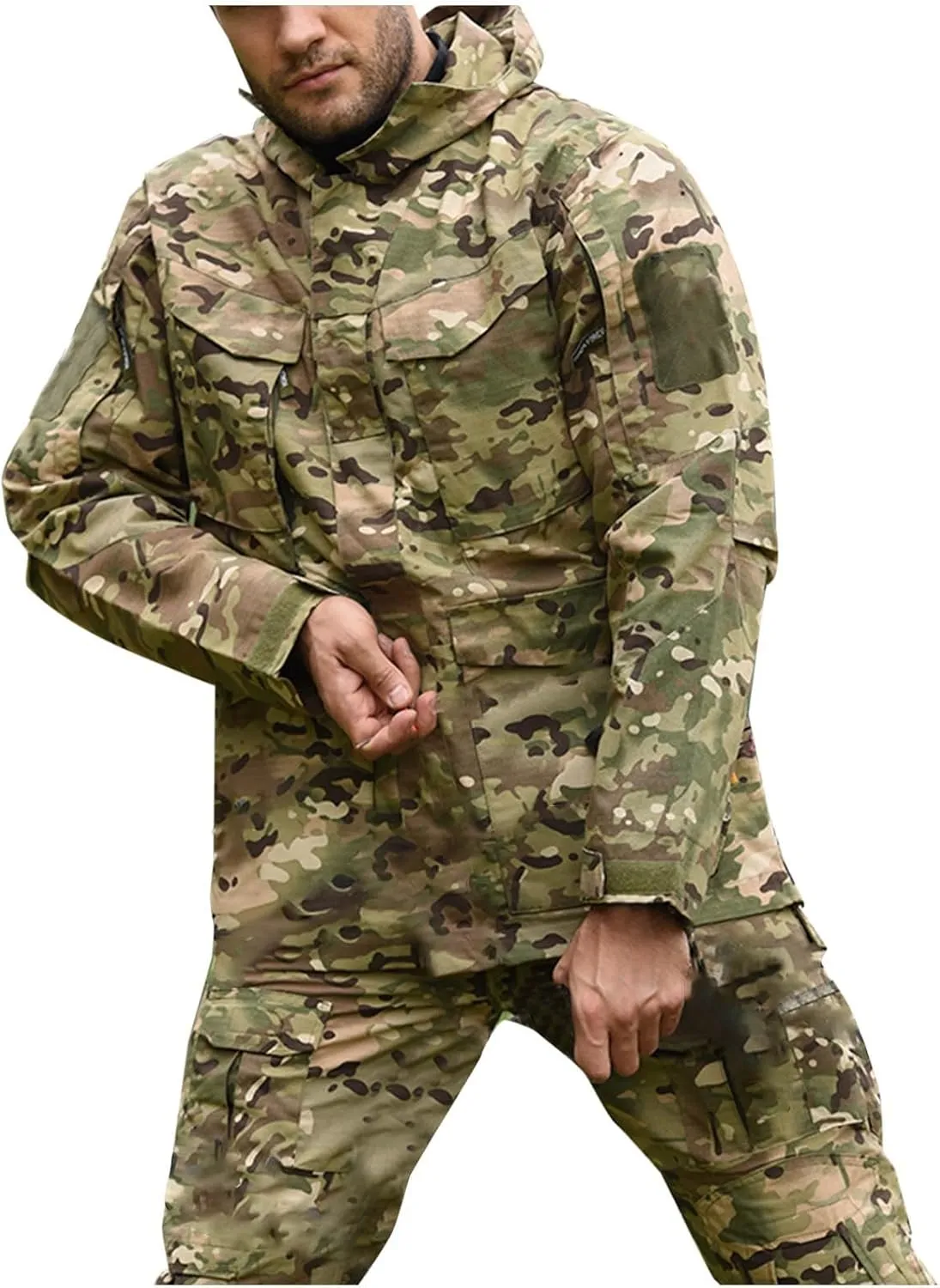 Finelylove Mens Military Tactical Jacket Waterproof Rain Jacket Warm Winter Raincoat Mountain Windbreaker with 6 Pockets