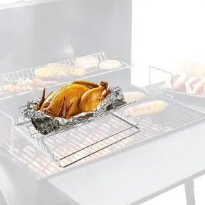 FIRELOOP V Adjustable Turkey Roasting Rack,Turkey Poultry Roast Rack for Big Green Grill Egg,Kamado,Weber Grill Accessory Stainless Steel Chicken Roasting Rack,Grilled Chicken Leg Wing Meat Rack