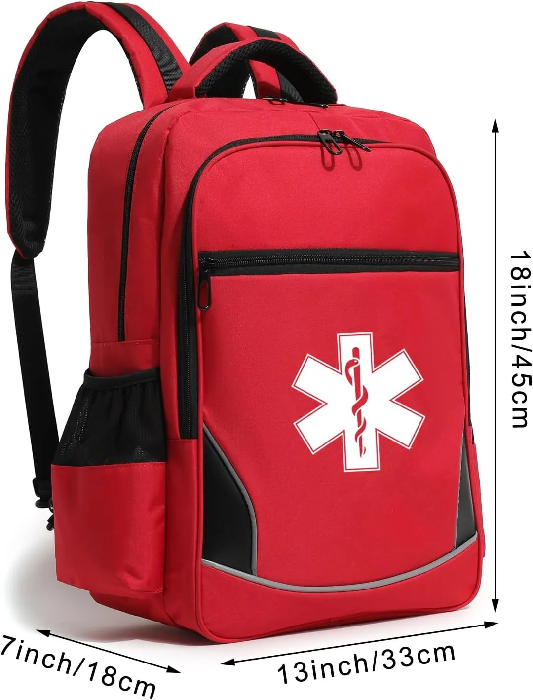 First Aid Medical Backpack Empty Nurse Treatment First Responder Trauma Bag for Camping Cycling Hiking Paramedic Bag EMT (Star of Life)