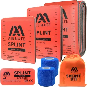 First Aid Splint Set 4 Splints &2 Adhersive Tapes Combo, Ideal for Arm Leg Finger Broken Bones Fracture…