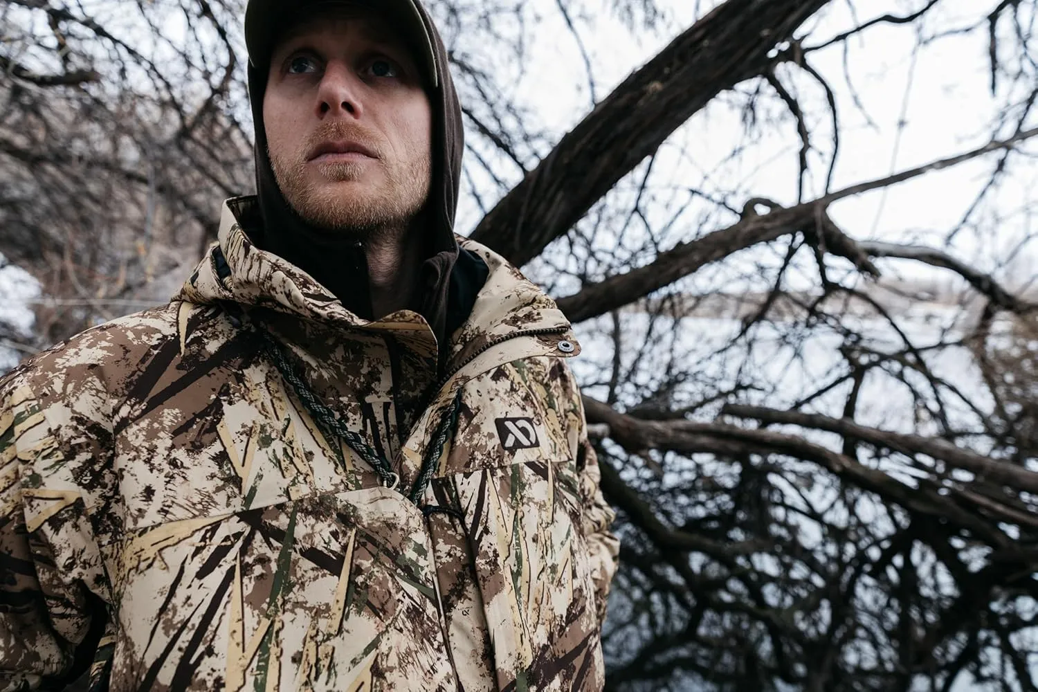 First Lite Men's Primer Puffy Jacket - Insulated Windproof Camo Waterfowl Hunting Coat