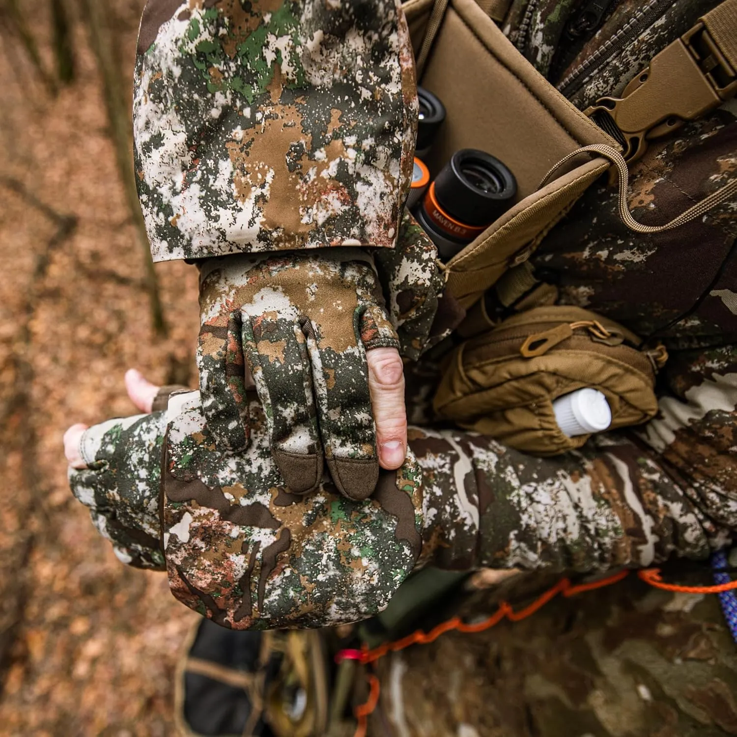 First Lite Trigger Flip Mitt - Waterproof Windproof Camo Hunting Gloves