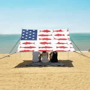 Fishing American Patriotic Beach Camping Tent Sun Shelter for Whole Family, Beach Shade Canopy with UPF50  UV Protection,Easy Set Up and Carry,Outdoor Shade for Trips, Fishing, Backyard Fun Pic