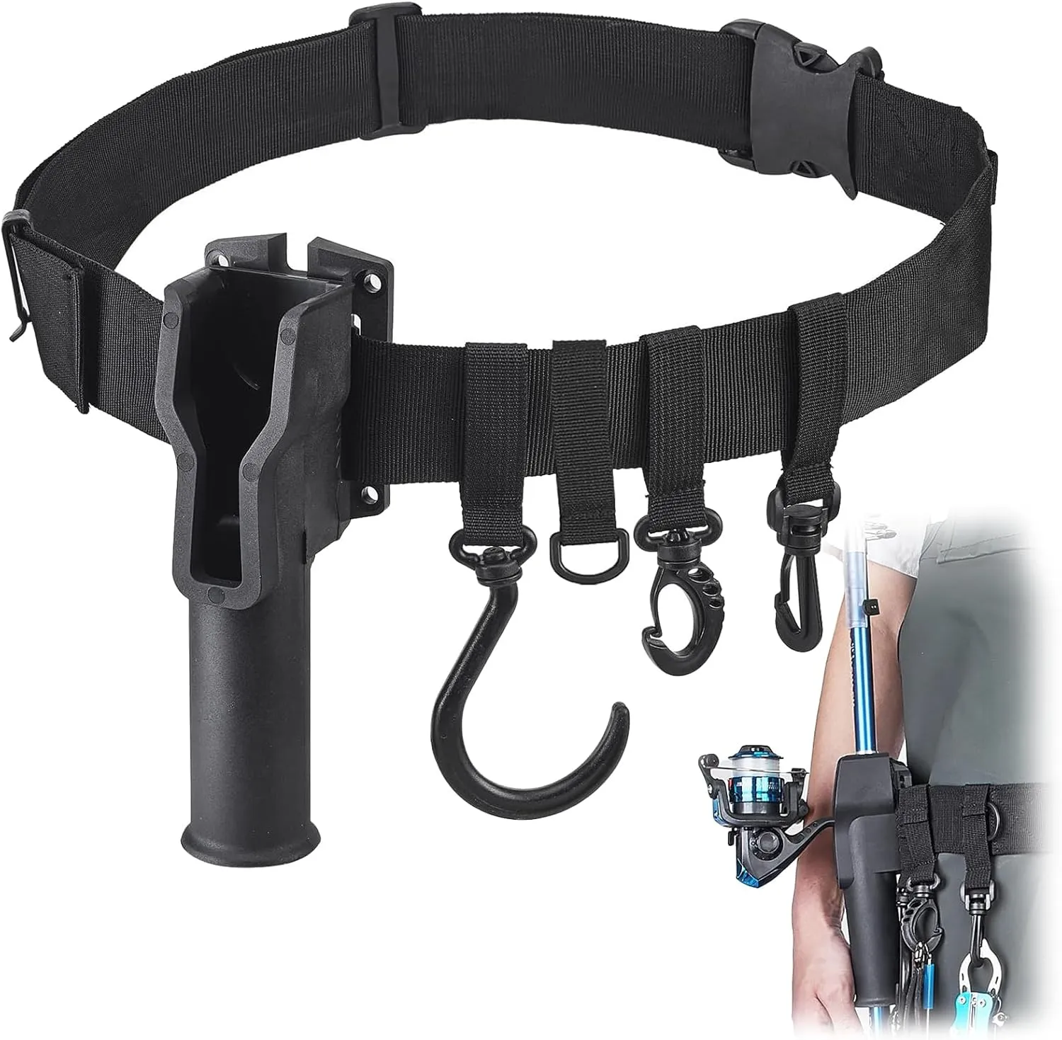 Fishing Rod Holster, Fishing Waist Belt Rod Holder, Adjustable Pole inserter for Spinning Casting Reel Outdoor Fishing