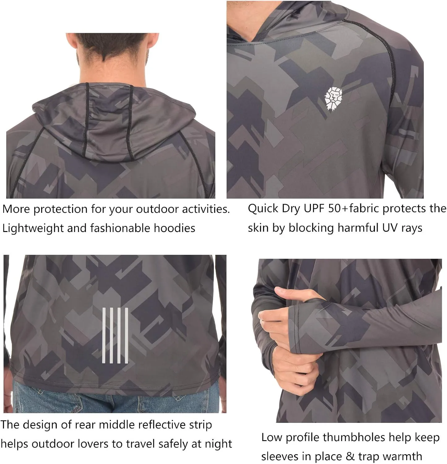 Fishing Shirts for Men Long Sleeve - Sun Protection SPF 50  UV Tshirt Hoodies