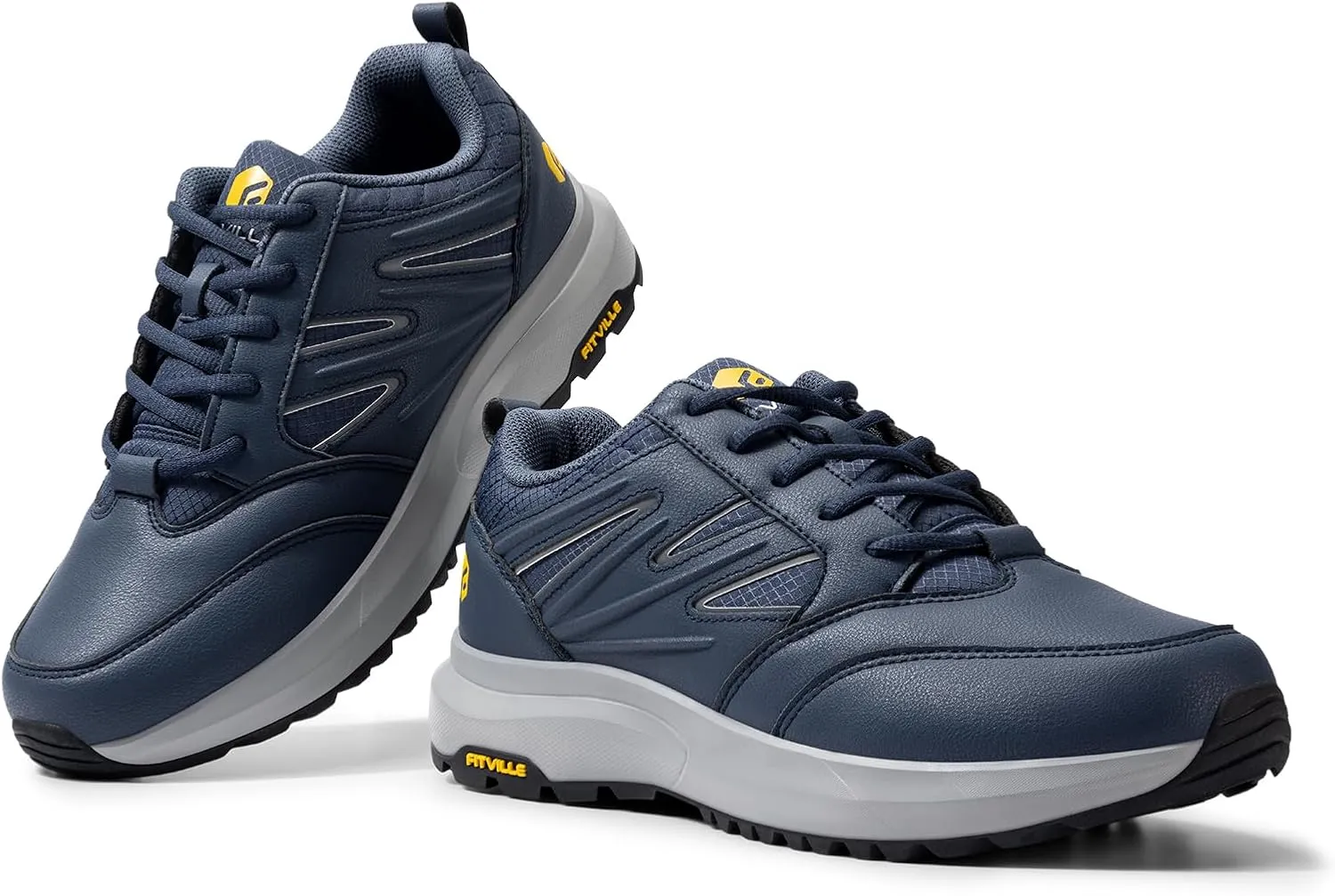 FitVille Mens Wide Hiking Shoes Water Repellent Outdoor Work Shoes Trekking Trails Sneakers with Arch Support - Sturdy Core