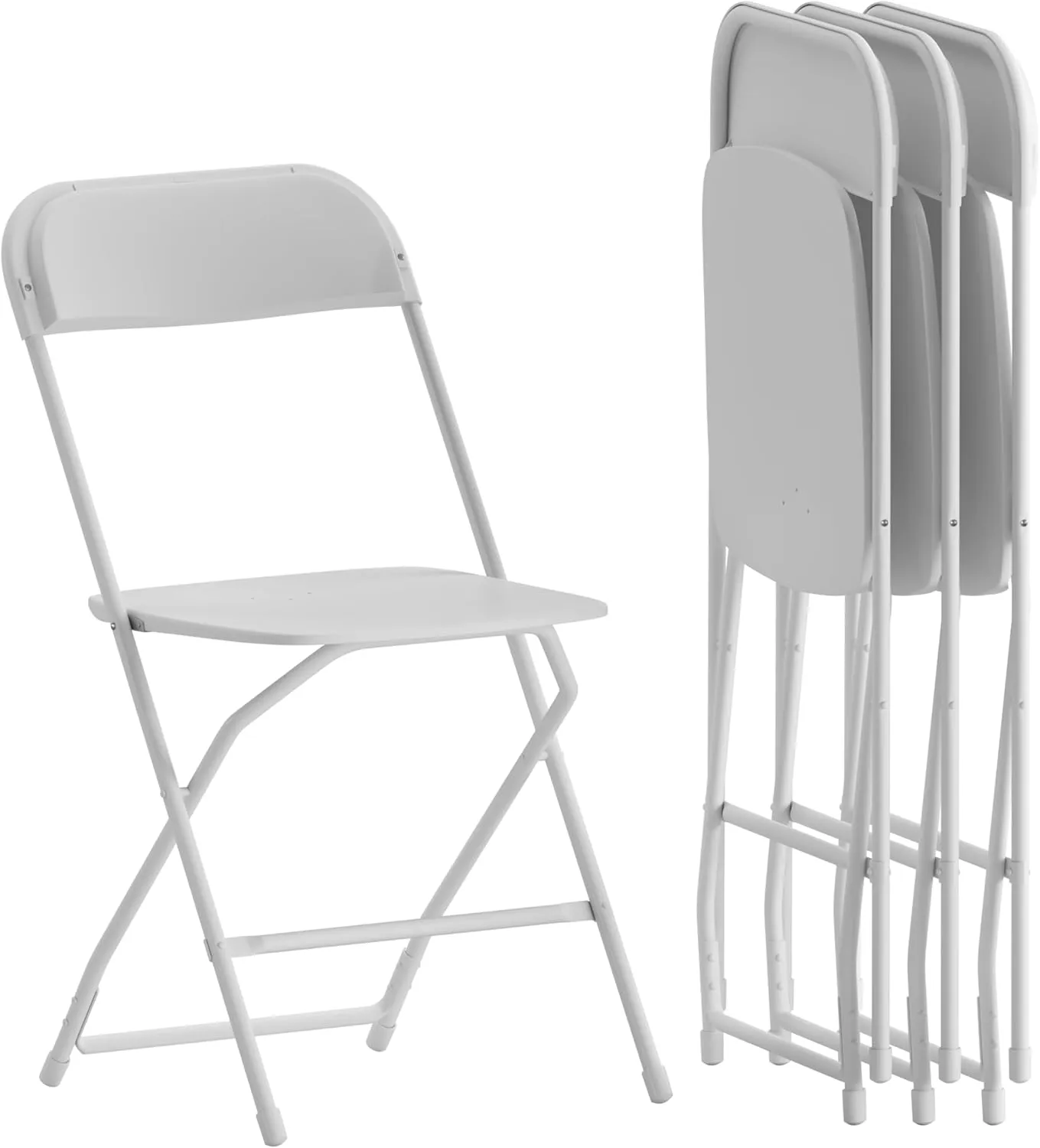 Flash Furniture Elon 4-Foot Granite White Plastic Folding Table & Hercules Series Plastic Folding Chairs for Parties and Weddings, Stackable Commercia
