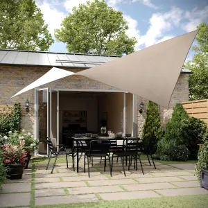 Flash Furniture Palmetto Rectangle Sun Sail Canopy, Recycled HDPE with Reinforced Edges, Stainless Steel D Rings, Included 5 FT Nylon Attachment Ropes, 20 FT, Sand