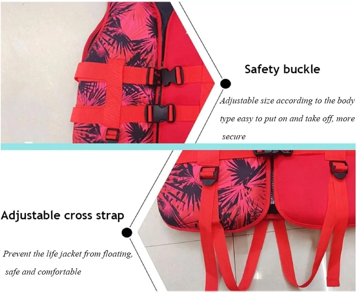 Float Jacket for Adult with Zipper and Adjustable Belt, Swimming Vest for Kayaking, Paddle Boarding, Fishing, Surfin