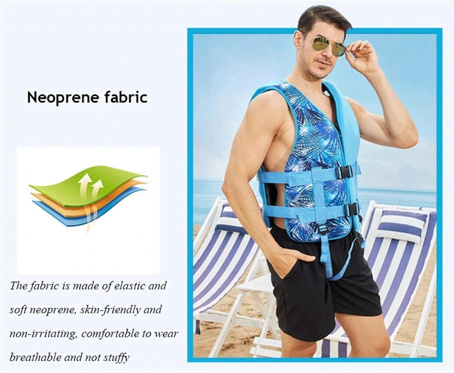 Float Jacket for Adult with Zipper and Adjustable Belt, Swimming Vest for Kayaking, Paddle Boarding, Fishing, Surfin