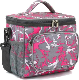 FlowFly Insulated Reusable Lunch Bag Adult Large Lunch Box for Women and Men with Adjustable Shoulder Strap,Front Zipper Pocket and Dual Large Mesh Side Pockets,Graffiti