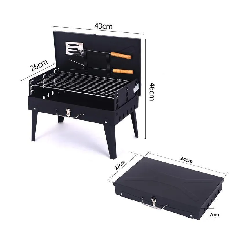 Foldable BBQ Charcoal Grill Portable Outdoor Hibachi Camping Barbecue Large Set