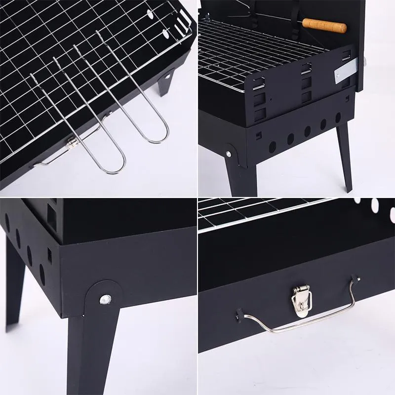 Foldable BBQ Charcoal Grill Portable Outdoor Hibachi Camping Barbecue Large Set