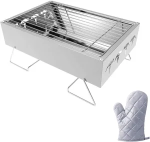 Foldable BBQ Grills Patio Barbecue Charcoal Grill Stove Stainless Steel Outdoor Camping Picnic Barbecue BBQ Accessories Tools
