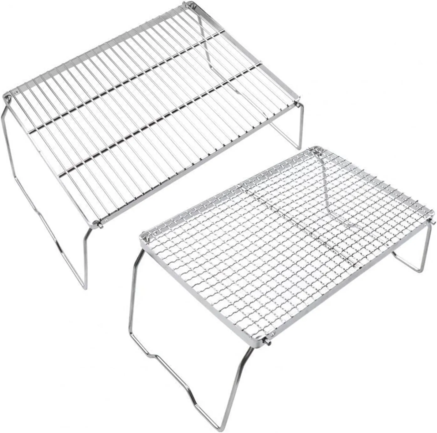 Foldable Camping Grill-Portable Camping Grill Foldable Hiking BBQ Grill Rack Accessory (Color : Large Rectangle)