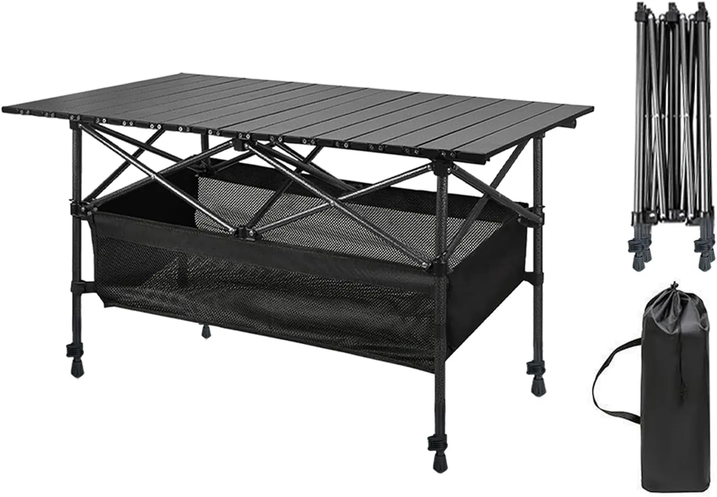 Foldable Camping Table, Portable Aluminum Folding Camp Table That Fold Up Lightweight, Grill Beach Table for Outdoor, Backyard, BBQ, Party, Patio, Picnic