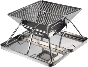 Foldable Charcoal Grill Barbecue, Stainless Steel BBQ Grill Small Camping Grill for Outdoor Picnic Camping Cooking Campfire Grill