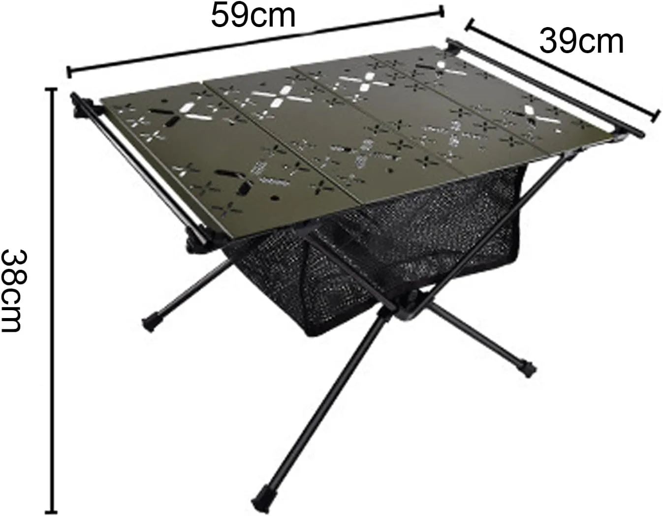 Foldable Grill Table with Mesh Desktop, 44lbs Portable Folding Table, Height Adjustable Metal Table for Ourdoor, Camping, Picnic, BBQ and Beach,（23.23X15.35X14.96 A