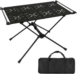 Foldable Grill Table with Mesh Desktop, 44lbs Portable Folding Table, Height Adjustable Metal Table for Ourdoor, Camping, Picnic, BBQ and Beach,（23.23X15.35X14.96 A