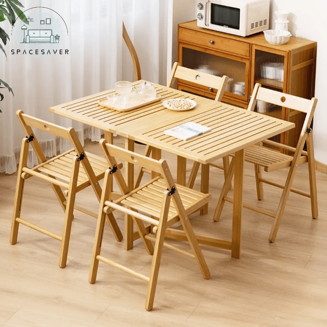 Foldable household dining tables and chairs/Portable and Economical Small Table for Small Apartments (Suitable for Living & Dining Rooms)
