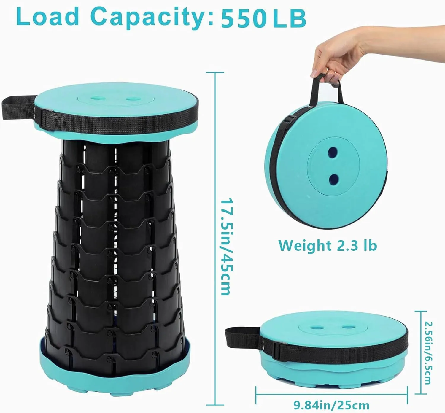 Foldable Telescoping Stool Portable, Retractable Stool for Adults, Upgraded Collapsible Folding Seats with Load Capacity 550lbs, Camping Stools for Adults