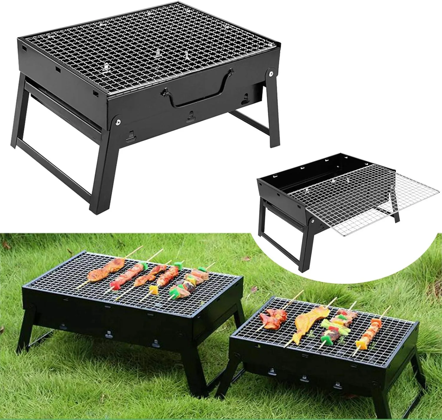 Folding Barbecue Stove Portable Outdoor Camping BBQ Grill for Picnic Travel Beach Cooking Party, Great 1-8 Persons, Ideal Men & Women Friends