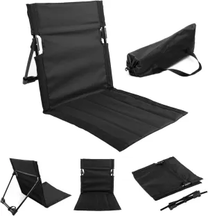 Folding Beach Chair Breathable Stable Portable Beach Chair With Sponge Filling & Mesh Pocket Lightweight Soft Sturdy Folding Floor Chair for Fishing, Barbecues, Hiking, (Black), Folding Beach Chair