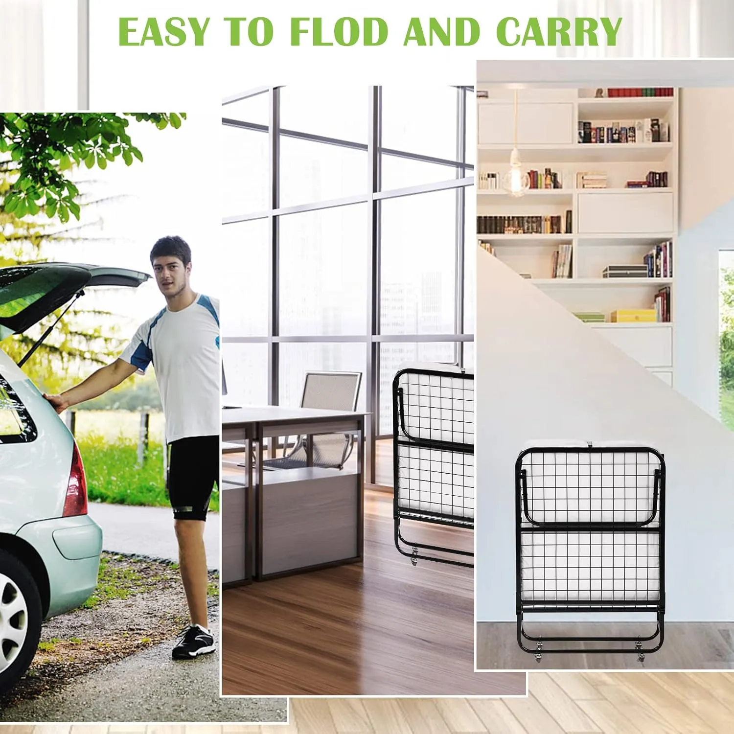 Folding Bed Frame Guest Bed Fold Up Heavy Duty Extra Portable Camping Cots Without Wheels Portable Bed Rollaway Bed Folding Bed for Adults