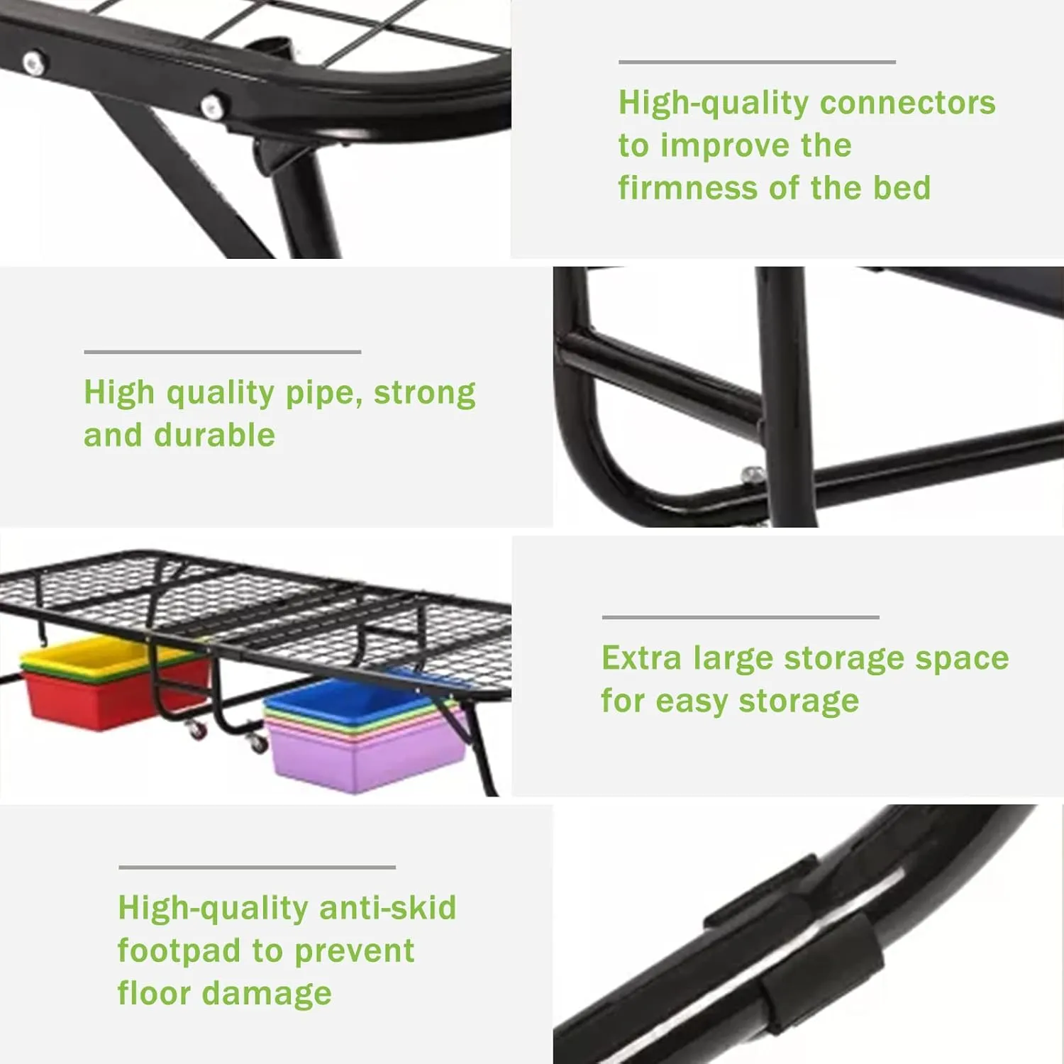 Folding Bed Frame Guest Bed Fold Up Heavy Duty Extra Portable Camping Cots Without Wheels Portable Bed Rollaway Bed Folding Bed for Adults