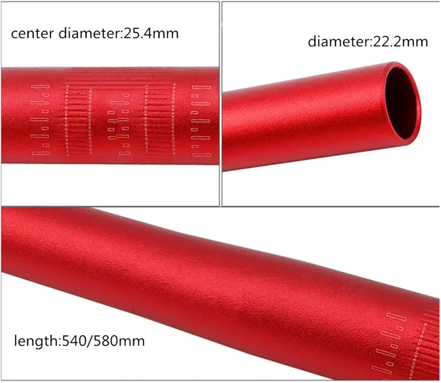 Folding Bike Monster Horizontal Shaped Handlebar Bicycle Ultra-light Straight Handle Bar 25.4 * 540-580mm Handlebar(Black 580mm)
