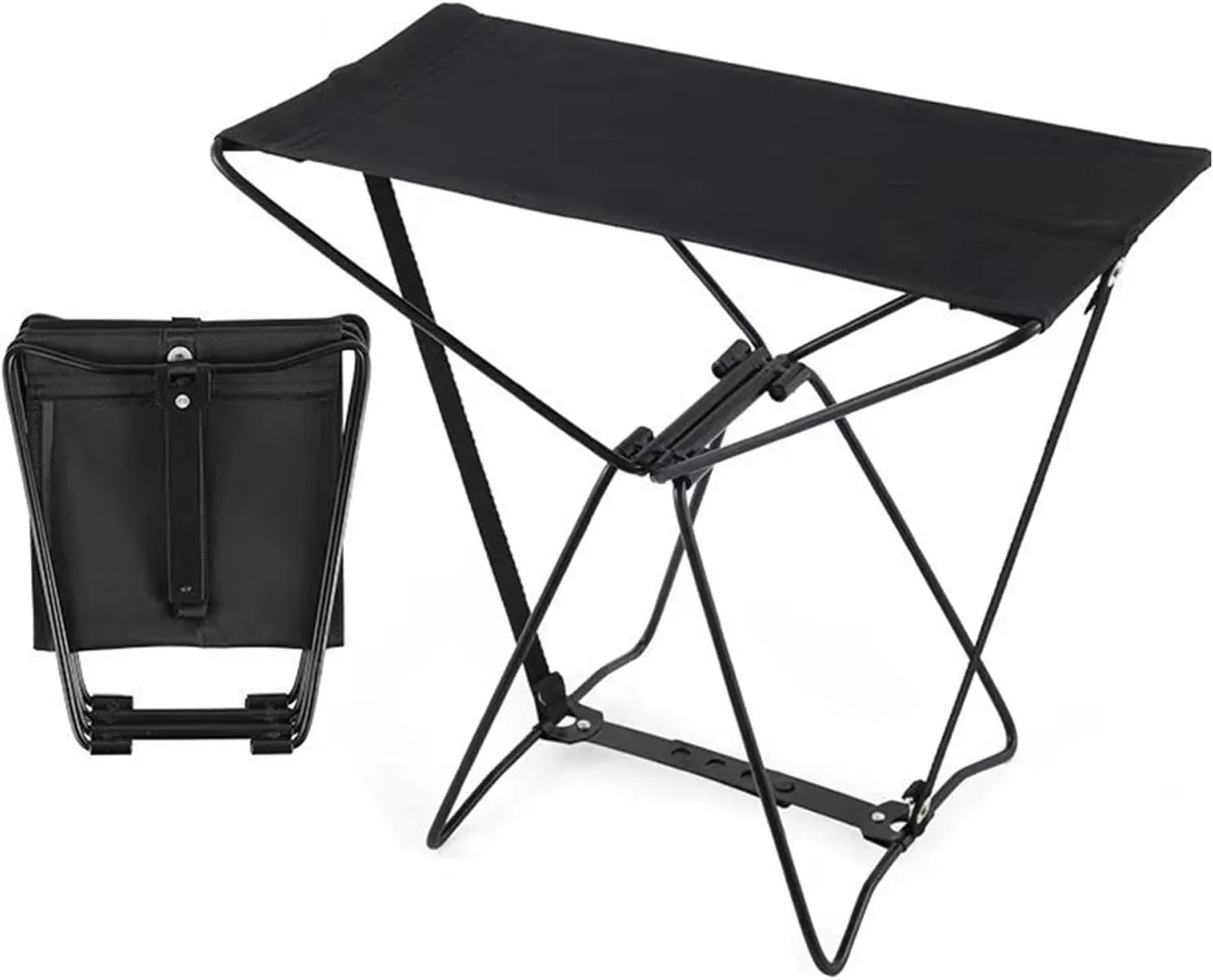 Folding Camp Stool with Carry Bag for Outdoor Use, Black