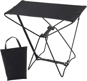 Folding Camp Stool with Carry Bag for Outdoor Use, Black