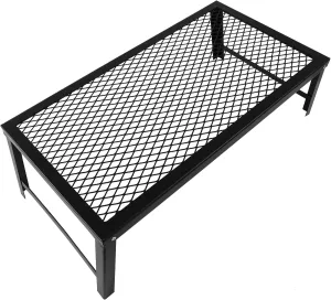 Folding Campfire Grill Camping BBQ Grill Outdoor Fire Pit Cooking Grate Barbecue Griddle Plate Foldable Portable Grill Rack with Legs for Picnic, Black, 21.7 * 11.8 * 7.1in