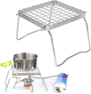 Folding Campfire Grill Grate, Portable Mini Folding Grill Rack Stainless Steel BBQ Grill for Outdoor RV Camping, Hunting Trip, Bushcraft, Picnics, Fishing