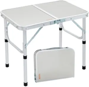 Folding Camping Table, Adjustable Height Outdoor Portable Side Tables, Lightweight Fold Up Table, Aluminum & MDF Ultra Compact Work Table, for Cooking, Beach, Picnic, Travel, 24x16 inch, Silver