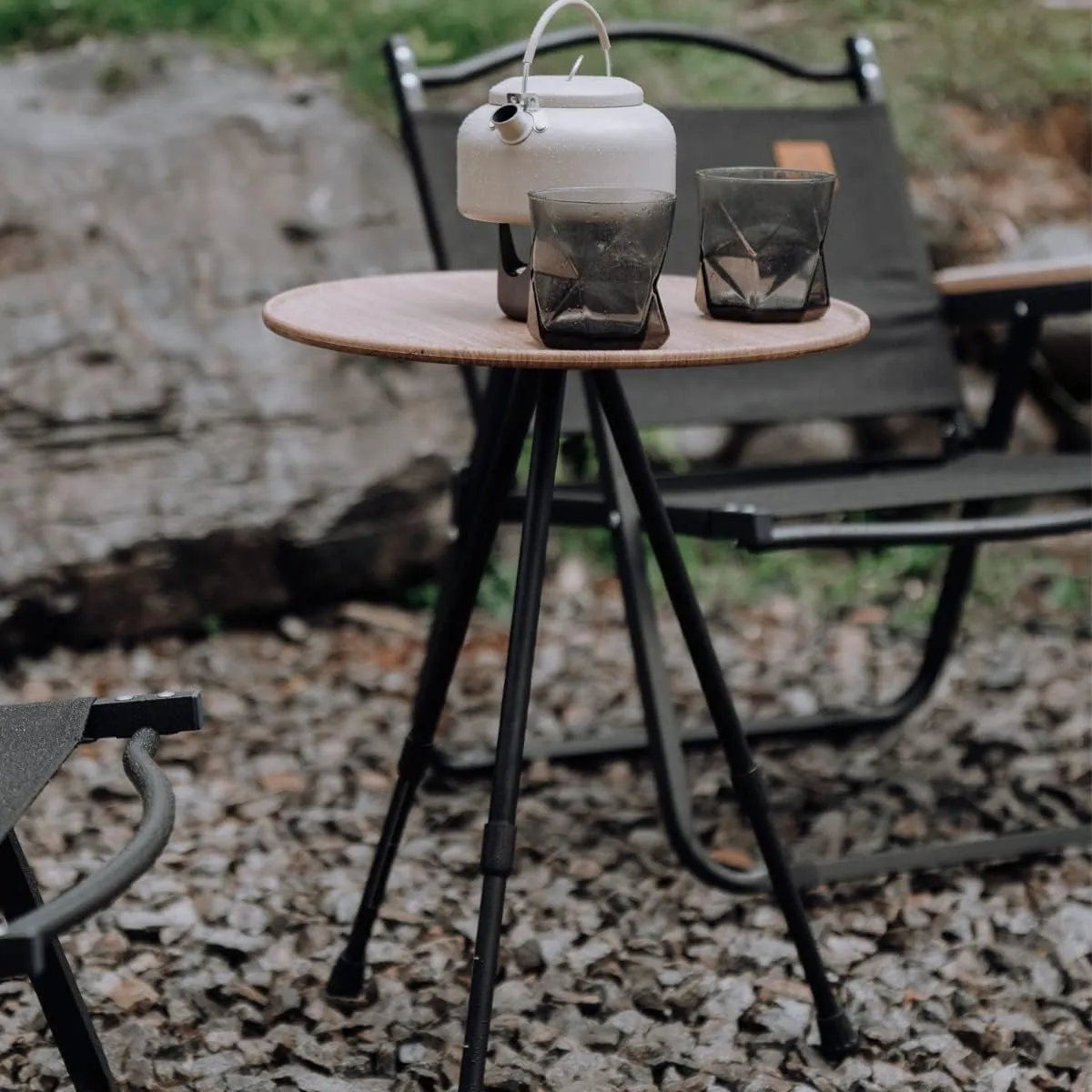 Folding Camping Table Aluminum Alloy Table Telescopic Table Three-Legged Round Table