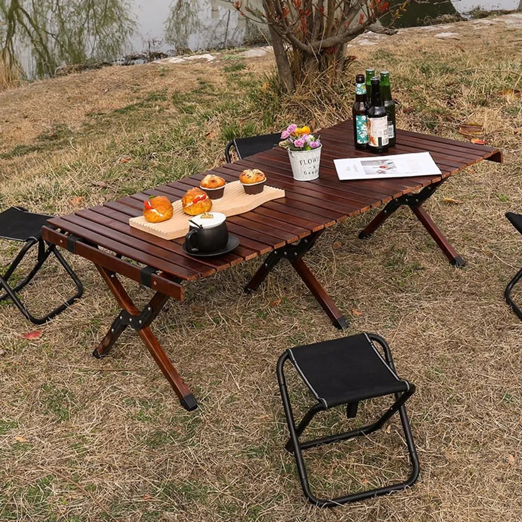 Folding Camping Table Lightweight Aluminum Roll-up Table Camping Outdoor Picnic Table