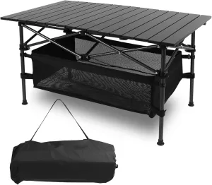 Folding Camping Table Portable Aluminum Roll-up Picnic BBQ Desk with Carrying Bag Outdoor Beach Backyard Party Patio Heavy Duty
