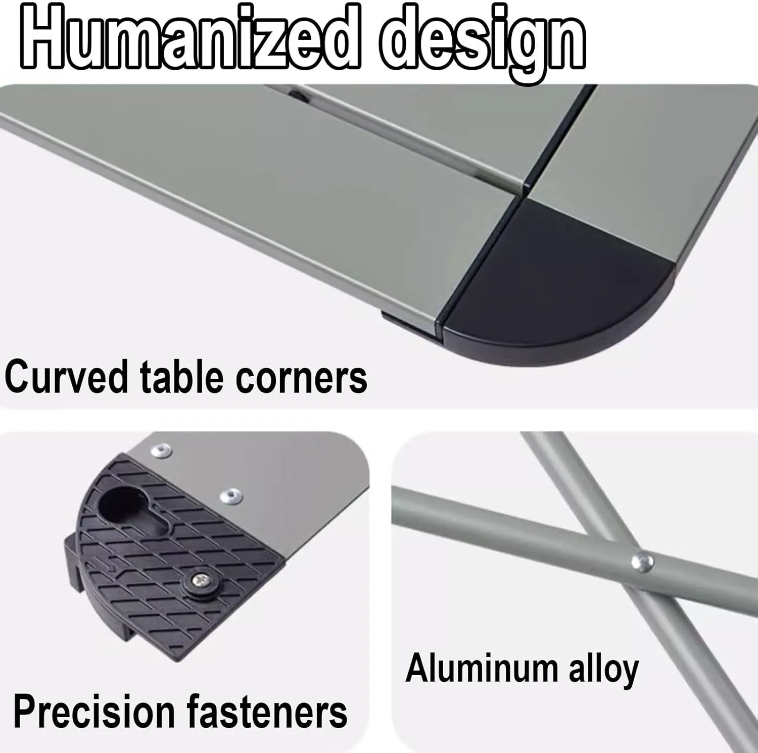 Folding Camping Table Portable Foldable for Storage with Storage Bag Small Foldable Table Aluminum Fold Up Camp Dining Table Load Capacity 100kg(Gray,52.5 * 52.5 * 46CM)