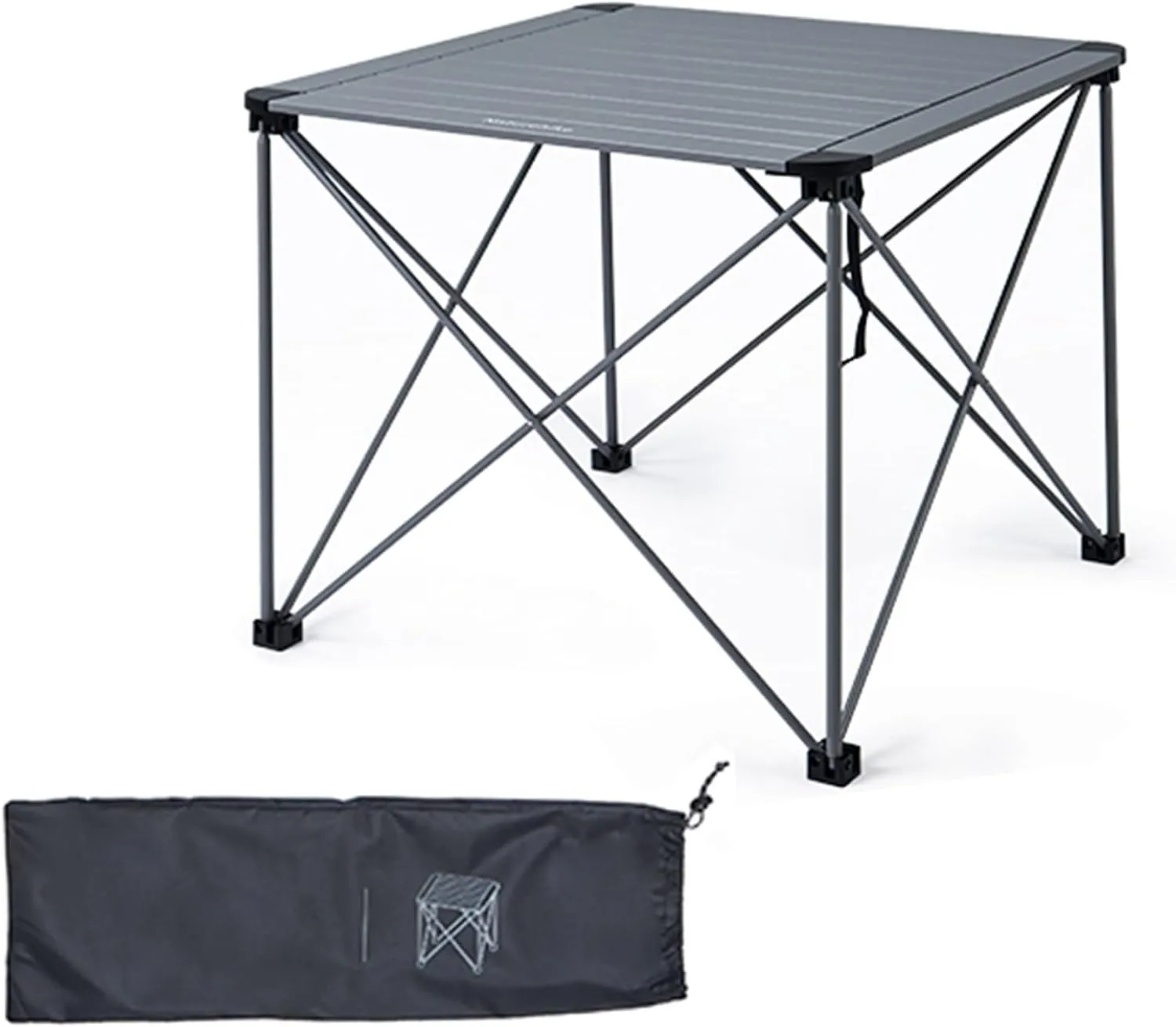 Folding Camping Table Portable Foldable for Storage with Storage Bag Small Foldable Table Aluminum Fold Up Camp Dining Table Load Capacity 100kg(Gray,52.5 * 52.5 * 46CM)