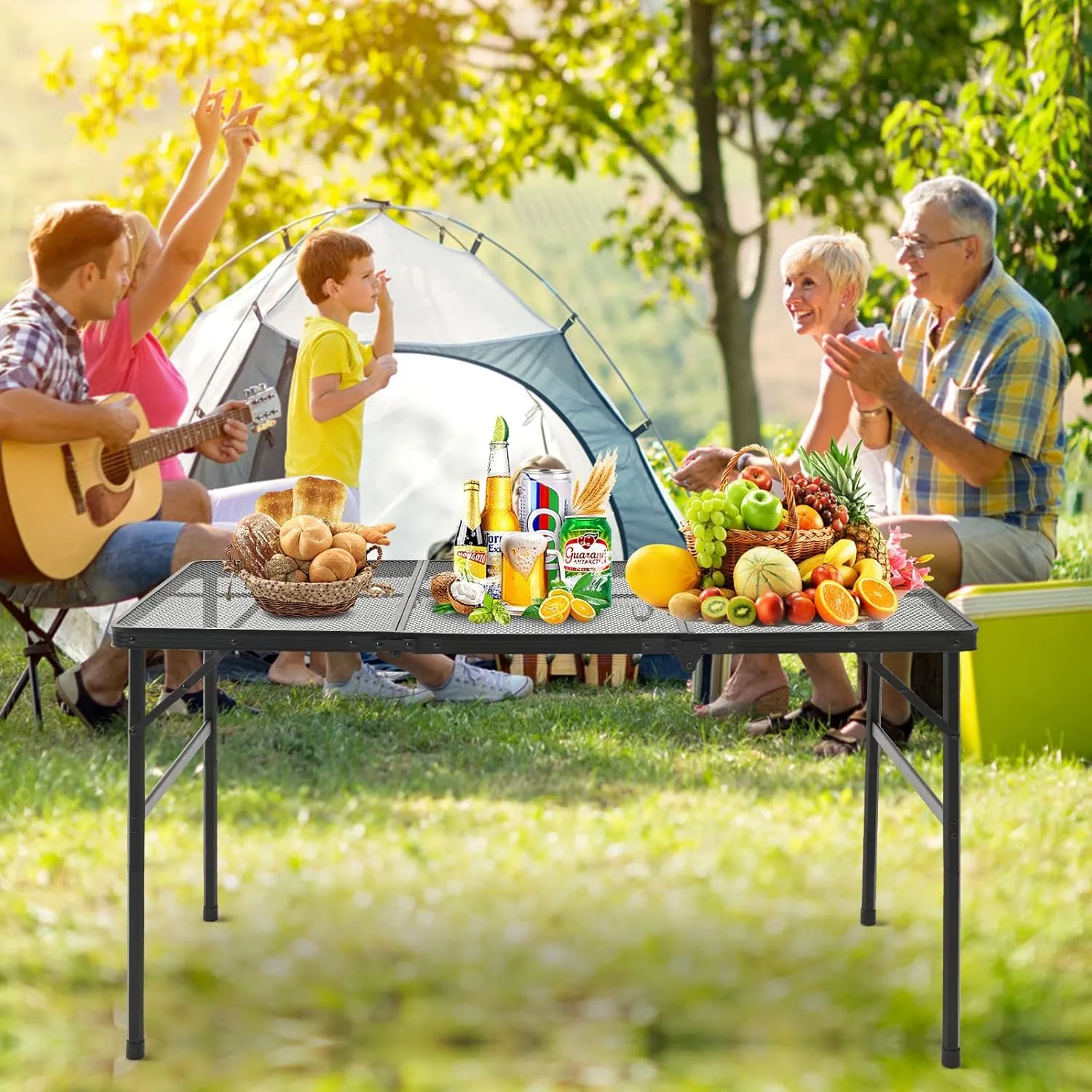 Folding Camping Table Retractable Foldable Lightweight Compact Desk for Picnic Beach Party Indoor Outdoor BBQ (47.2" LX23.6 WX26 H)