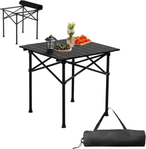 Folding Camping Table, Roll Up Beach Tables for Sand Foldable for 2-6 Persons, Small Card Desk Lightweight with Carry Bag, Portable Picnic Desks for Outdoors, BBQ, Easy to Set Up ,20 x 20 x 20 inch