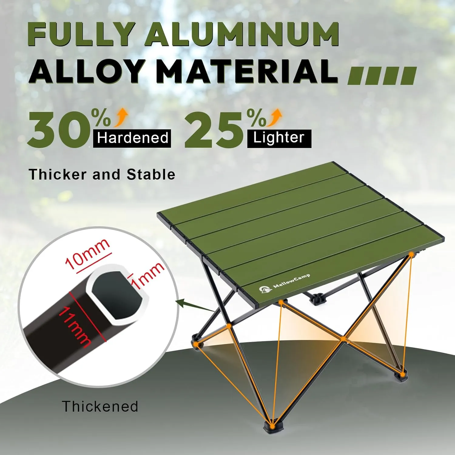 Folding Camping Table with Ultralight Aluminum Frame & Carry Bag Small Portable Table for Beach, Picnics, BBQ, Hiking & Outdoor Essentials (Green,Medium)