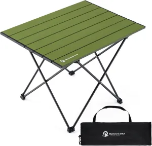 Folding Camping Table with Ultralight Aluminum Frame & Carry Bag Small Portable Table for Beach, Picnics, BBQ, Hiking & Outdoor Essentials (Green,Medium)