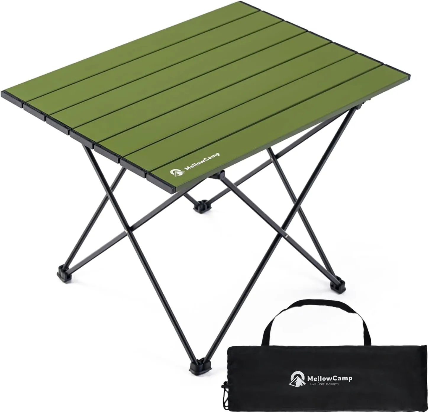 Folding Camping Table with Ultralight Aluminum Frame & Carry Bag Small Portable Table for Beach, Picnics, BBQ, Hiking & Outdoor Essentials (Green,Medium)
