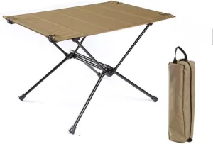 Folding Dining Table Aluminum Alloy Tourist Tables for Travel Picnic Ultralight Outdoor Folding Table Oxford Roll-Up Camping Table Portable (Color : Khaki)