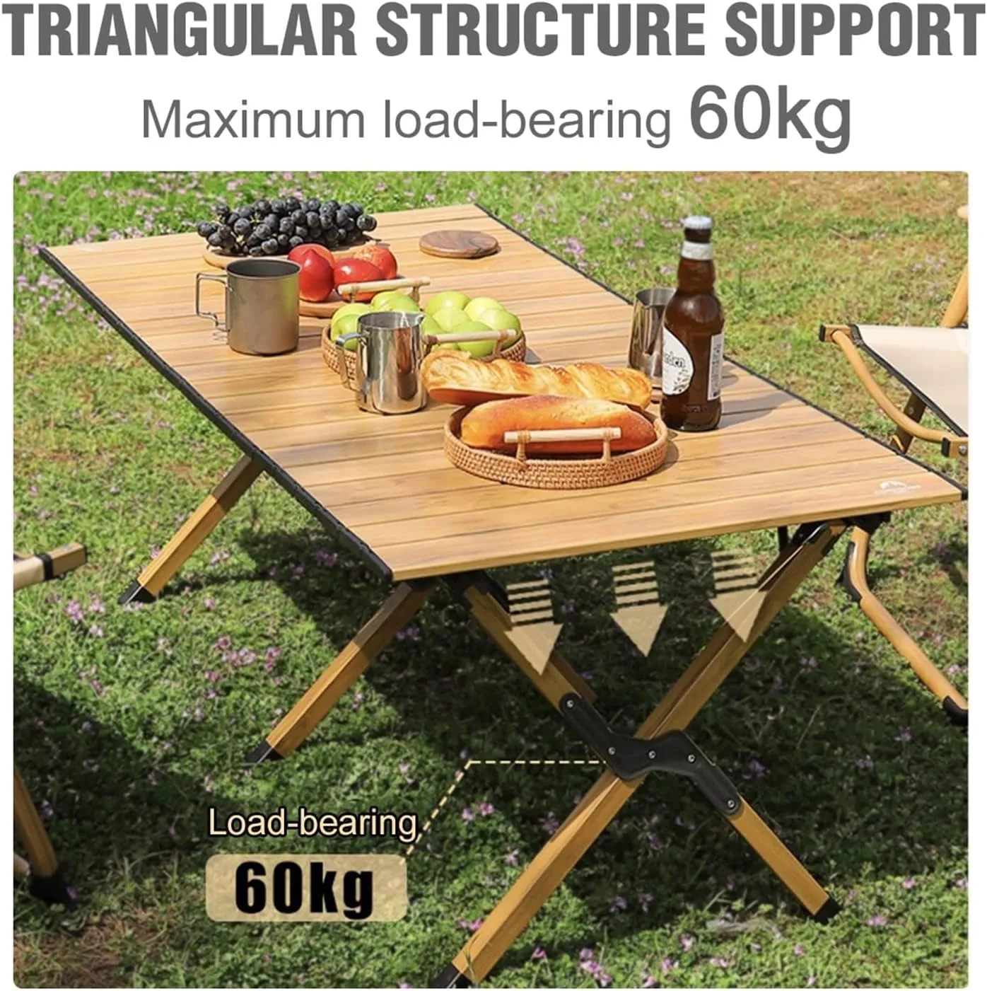 Folding Dining Table Outdoor Roll-Up Table with Storage Bag Tourist Folding Table for Picnic BBQ Foldable Camping Table Aluminum Alloy (Color : 87x60cm)
