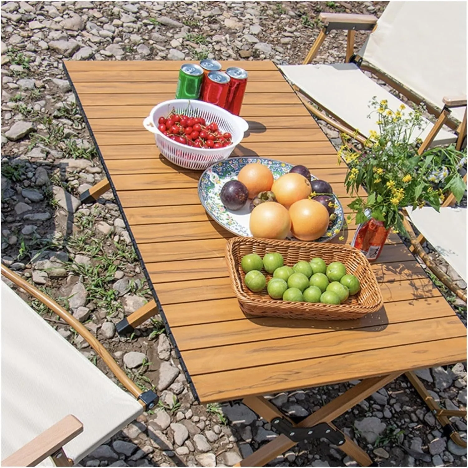 Folding Dining Table Outdoor Roll-Up Table with Storage Bag Tourist Folding Table for Picnic BBQ Foldable Camping Table Aluminum Alloy (Color : 87x60cm)