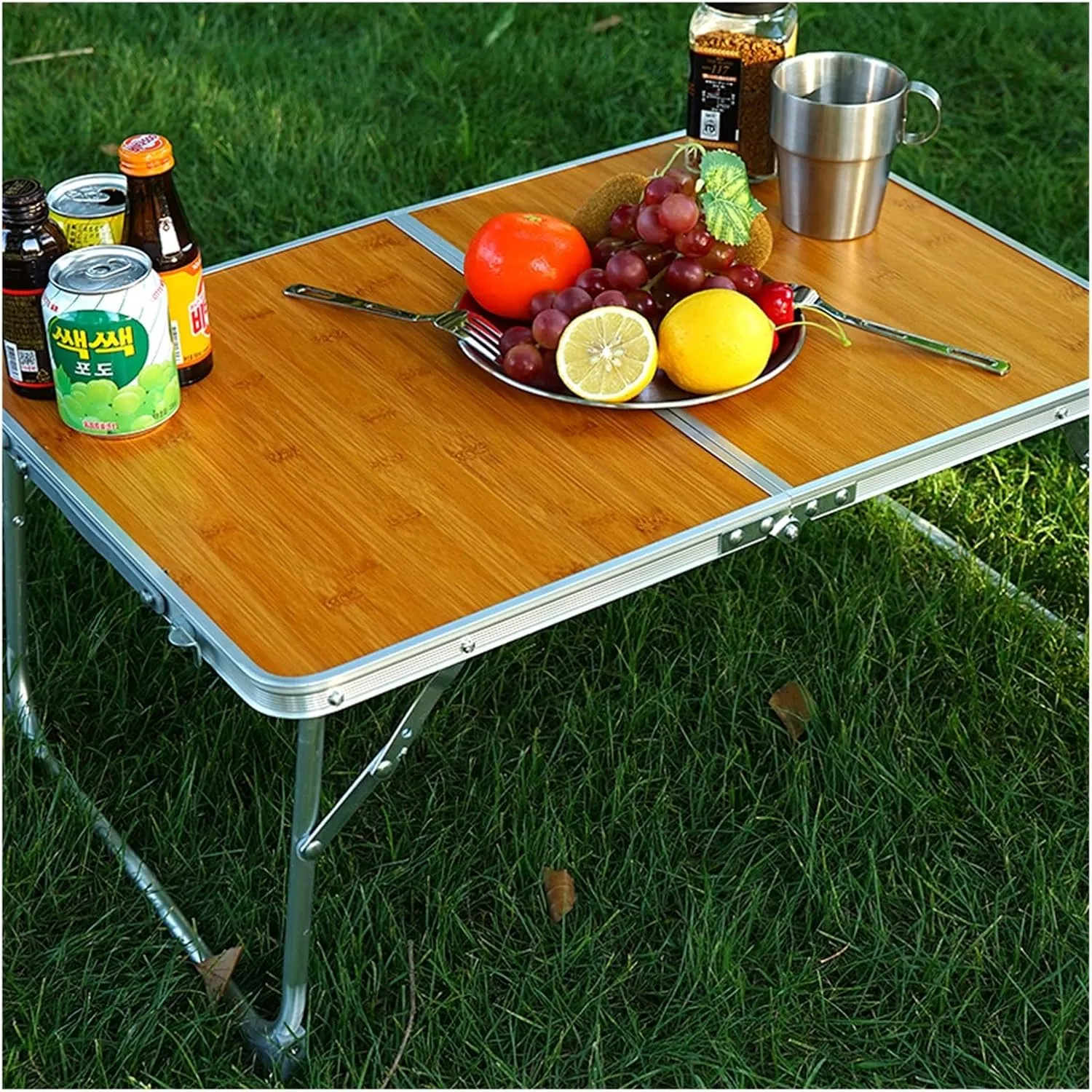 Folding Dining Table Outdoor Travelling Bea Picnic Fishing Garden Camping Folding Table Lightweight Portable Aluminum Desk with Carry Bag
